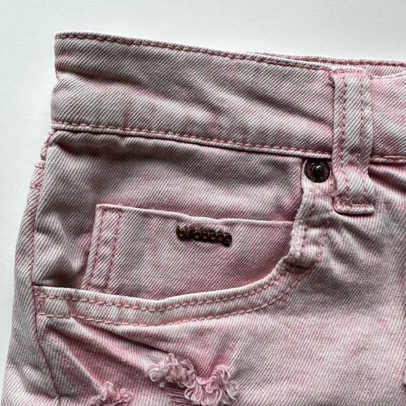 Billabong Pink Distressed Denim Jean Lace Up Shorts - Picture 4 of 5